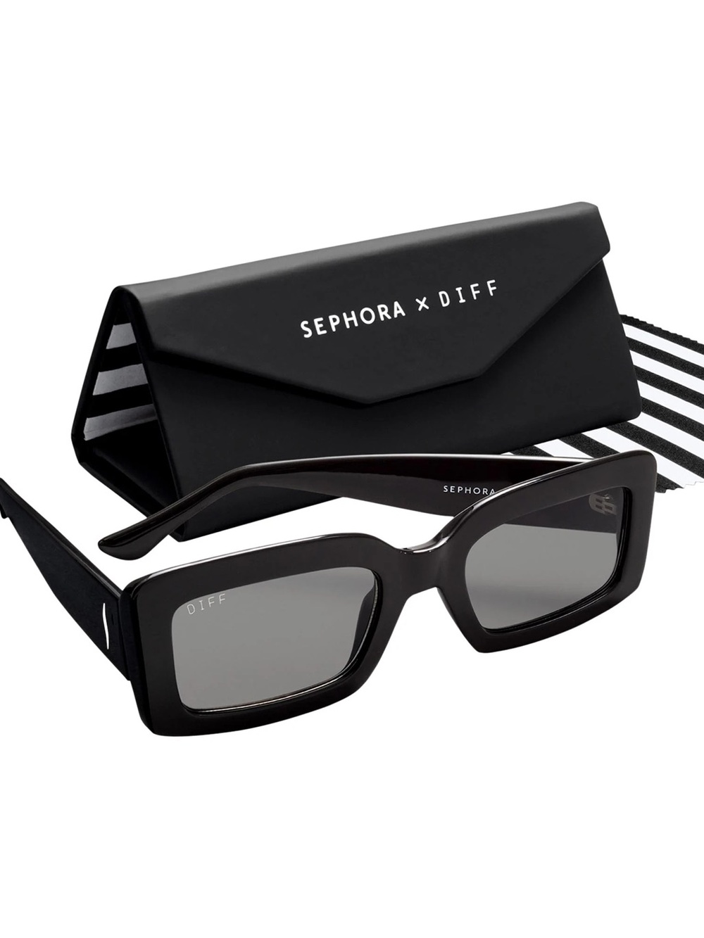 Sephora x DIFF Rectangular Black Sunglasses